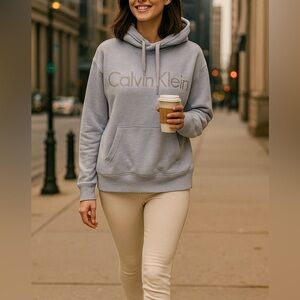 Calvin Klein Performance Light Blue Long Sleeve Hooded Sweatshirt